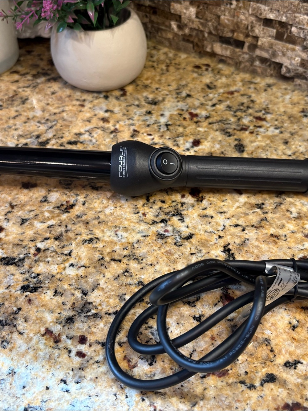 Royale Genius Heating Element Black Tourmaline Curling Wand - Black 25/18mm